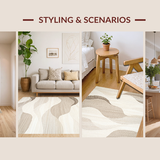 Ultra Soft Area Rug, Non Slip, Stain Resistant, Washable Area Rugs for Living Room, Bedroom, Rustic Warm Toned Shag Appeal(Beige)