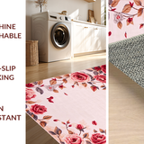 Ultra Soft Area Rug, Non Slip, Stain Resistant, Washable Area Rugs for Living Room, Bedroom, Vibrant Rosebud Textured Delight(Pink)