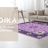 Ultra Soft Area Rug, Non Slip, Stain Resistant, Washable Area Rugs for Living Room, Bedroom, Whimsical Lush Botanical Patterns(Purple)