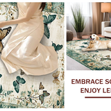 Ultra Soft Area Rug, Non Slip, Stain Resistant, Washable Area Rugs for Living Room, Bedroom, Whimsical Green Insect Motif Design(Beige)