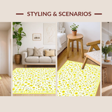 Ultra Soft Area Rug, Non Slip, Stain Resistant, Washable Area Rugs for Living Room, Bedroom, Whimsical Daisy Arrangement for Cozy Vibes(Yellow)