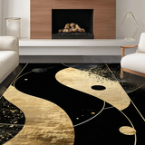 Ultra Soft Area Rug, Non Slip, Stain Resistant, Washable Area Rugs for Living Room, Bedroom, Sophisticated Modern Art Inspired Style(Gold)