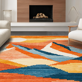 Ultra Soft Area Rug, Non Slip, Stain Resistant, Washable Area Rugs for Living Room, Bedroom, Dynamic Playful Multi-Tonal Design(Orange)