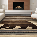 Ultra Soft Area Rug, Non Slip, Stain Resistant, Washable Area Rugs for Living Room, Bedroom, Luxurious Silky Textured Motif(Brown)