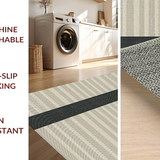 Ultra Soft Area Rug, Non Slip, Stain Resistant, Washable Area Rugs for Living Room, Bedroom, Sleek Black and Beige Stripe Aesthetic(Beige)