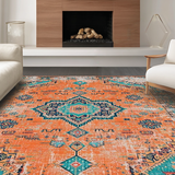 Ultra Soft Area Rug, Non Slip, Stain Resistant, Washable Area Rugs for Living Room, Bedroom, Modern Abstract Circular Pattern Play(Orange)