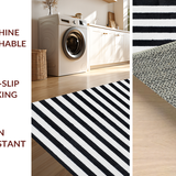 Ultra Soft Area Rug, Non Slip, Stain Resistant, Washable Area Rugs for Living Room, Bedroom, Modern Stripe Fusion Rug with Bold Linear Geometry and Contrasting Bands Design(Black)