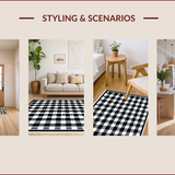 Ultra Soft Area Rug, Non Slip, Stain Resistant, Washable Area Rugs for Living Room, Bedroom, Classic Checkered Black and White Nursery Rug(Black)