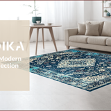 Ultra Soft Area Rug, Non Slip, Stain Resistant, Washable Area Rugs for Living Room, Bedroom, Chic Lattice Pattern in Blue Tones(Blue)