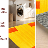 Ultra Soft Area Rug, Non Slip, Stain Resistant, Washable Area Rugs for Living Room, Bedroom, Playful Retro Dynamic Shapes(Yellow)