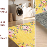 Ultra Soft Area Rug, Non Slip, Stain Resistant, Washable Area Rugs for Living Room, Bedroom, Contemporary Cheerful Flower Layout(Yellow)