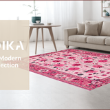Ultra Soft Area Rug, Non Slip, Stain Resistant, Washable Area Rugs for Living Room, Bedroom, Pastel Botanical Kids Room Non-Slip Carpet(Pink)