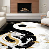 Ultra Soft Area Rug, Non Slip, Stain Resistant, Washable Area Rugs for Living Room, Bedroom, Intricate Asian Ethnic Design Element(Black)