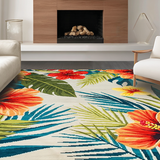 Ultra Soft Area Rug, Non Slip, Stain Resistant, Washable Area Rugs for Living Room, Bedroom, Dynamic Tropical Leaf Pattern(Red)