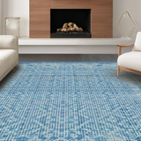 Ultra Soft Area Rug, Non Slip, Stain Resistant, Washable Area Rugs for Living Room, Bedroom, Transitional Grey Ogee Motif(Blue)