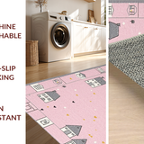 Ultra Soft Area Rug, Non Slip, Stain Resistant, Washable Area Rugs for Living Room, Bedroom, Bright Cheerful Interactive Design(Pink)