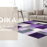 Ultra Soft Area Rug, Non Slip, Stain Resistant, Washable Area Rugs for Living Room, Bedroom, Minimalist Ogee Pattern Composition(Purple)