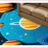 Ultra Soft Area Rug, Non Slip, Stain Resistant, Washable Area Rugs for Living Room, Bedroom, Bright Planet Design Classroom Stain-Resistant Floor Mat(Blue)