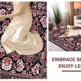 Ultra Soft Area Rug, Non Slip, Stain Resistant, Washable Area Rugs for Living Room, Bedroom, Elegant Black Floral Motif(Black)