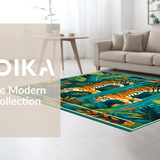 Ultra Soft Area Rug, Non Slip, Stain Resistant, Washable Area Rugs for Living Room, Bedroom, Whimsical Jungle Creature Motif(Orange)