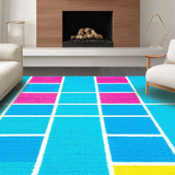 Ultra Soft Area Rug, Non Slip, Stain Resistant, Washable Area Rugs for Living Room, Bedroom, Dynamic Cheerful Learning Environment(Blue)