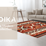 Ultra Soft Area Rug, Non Slip, Stain Resistant, Washable Area Rugs for Living Room, Bedroom, Dynamic Tiled Ethnic Motif(Red)