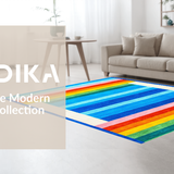Ultra Soft Area Rug, Non Slip, Stain Resistant, Washable Area Rugs for Living Room, Bedroom, Artistic Colorful Textured Layers(Blue)