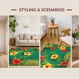 Ultra Soft Area Rug, Non Slip, Stain Resistant, Washable Area Rugs for Living Room, Bedroom, Tropical Floral Vintage Aesthetic(Green)