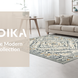 Ultra Soft Area Rug, Non Slip, Stain Resistant, Washable Area Rugs for Living Room, Bedroom, Sophisticated Trellis Design Element(Beige)