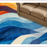 Ultra Soft Area Rug, Non Slip, Stain Resistant, Washable Area Rugs for Living Room, Bedroom, Vibrant Modern Abstract Motif(Blue)