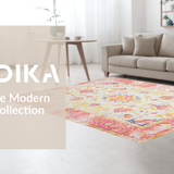 Ultra Soft Area Rug, Non Slip, Stain Resistant, Washable Area Rugs for Living Room, Bedroom, Whimsical Creamy Blossom Pattern(Pink)