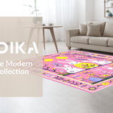Ultra Soft Area Rug, Non Slip, Stain Resistant, Washable Area Rugs for Living Room, Bedroom, Lively Multicolored Easter Theme(Pink)