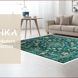Ultra Soft Area Rug, Non Slip, Stain Resistant, Washable Area Rugs for Living Room, Bedroom, Retro Vintage Non-Slip Dining Area Carpet(Green)