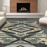 Ultra Soft Area Rug, Non Slip, Stain Resistant, Washable Area Rugs for Living Room, Bedroom, Rustic Textured Contrast Elements(Black)