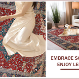 Ultra Soft Area Rug, Non Slip, Stain Resistant, Washable Area Rugs for Living Room, Bedroom, Vibrant Boho Tiled Arrangement(Red)