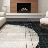 Ultra Soft Area Rug, Non Slip, Stain Resistant, Washable Area Rugs for Living Room, Bedroom, Mono Stripe Rug with Dynamic Parallel Lines and Abstract Pattern(Gray)