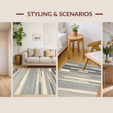 Ultra Soft Area Rug, Non Slip, Stain Resistant, Washable Area Rugs for Living Room, Bedroom, Timeless Elegant Textured Lines(Beige)