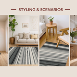 Ultra Soft Area Rug, Non Slip, Stain Resistant, Washable Area Rugs for Living Room, Bedroom, Stylish Striped Rug, Black & White(Black)