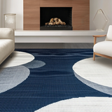 Ultra Soft Area Rug, Non Slip, Stain Resistant, Washable Area Rugs for Living Room, Bedroom, Elegant Navy Floral Motif(Blue)