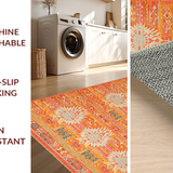Ultra Soft Area Rug, Non Slip, Stain Resistant, Washable Area Rugs for Living Room, Bedroom, Eclectic Ogee Pattern with Warm Hues(Orange)