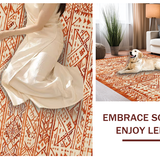 Ultra Soft Area Rug, Non Slip, Stain Resistant, Washable Area Rugs for Living Room, Bedroom, Rustic Geometric Burnt Orange Motif(Orange)