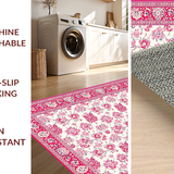 Ultra Soft Area Rug, Non Slip, Stain Resistant, Washable Area Rugs for Living Room, Bedroom, Contemporary Cheerful Blossom Palette(Red)