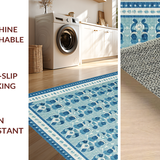 Ultra Soft Area Rug, Non Slip, Stain Resistant, Washable Area Rugs for Living Room, Bedroom, Blue Bowknot Bath Rug: Scalloped Design, Coquette Style, Cute Accent Rug(Blue)