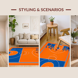 Ultra Soft Area Rug, Non Slip, Stain Resistant, Washable Area Rugs for Living Room, Bedroom, Whimsical Court Lines in Color(Orange)