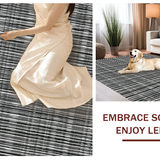 Ultra Soft Area Rug, Non Slip, Stain Resistant, Washable Area Rugs for Living Room, Bedroom, Ink & Linen Stripe Rug, Woven Graphic Carpet, Linear Art Floor Mat(Black)
