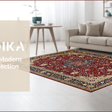 Ultra Soft Area Rug, Non Slip, Stain Resistant, Washable Area Rugs for Living Room, Bedroom, Rich Red Vintage Floral Design(Red)