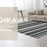 Ultra Soft Area Rug, Non Slip, Stain Resistant, Washable Area Rugs for Living Room, Bedroom, Contemporary Porch Rug Showcasing Bold Mono Stripe and Graphic Linear Motif(Black)