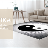 Ultra Soft Area Rug, Non Slip, Stain Resistant, Washable Area Rugs for Living Room, Bedroom, yin yang doormat(Black)