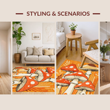 Ultra Soft Area Rug, Non Slip, Stain Resistant, Washable Area Rugs for Living Room, Bedroom, Artistic Abstract Fungi Style(Orange)