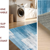 Ultra Soft Area Rug, Non Slip, Stain Resistant, Washable Area Rugs for Living Room, Bedroom, Contemporary Distressed Abstract Motif(Blue)